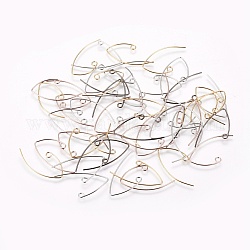 Brass Earring Hooks, with Horizontal Loop, Plated, Mixed Color, 29x15mm, Hole: 2mm, 22 Gauge, Pin: 0.6mm, 22 Gauge, Pin: 0.6mm