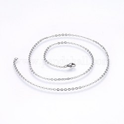 304 Edelstahl-Kabelketten Halsketten, mit Karabiner verschlüsse, Edelstahl Farbe, 17.7 Zoll (45 cm), 2 mm