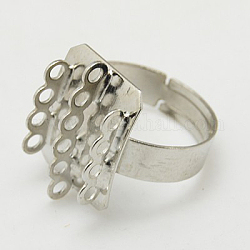 Ottone basi anello anello, regolabile, colore platino, diametro interno: 17mm