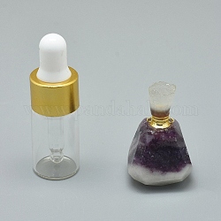Кулоны флаконы из граненого натурального нефрита, с латунными находками и стеклянными бутылками с эфирным маслом, 33~37x18~22 мм, отверстие : 0.8 мм, Емкость стеклянной бутылки: 3 мл (0.101 жидких унции), Емкость драгоценного камня: 1 мл (0.03 жидких унции)