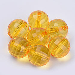 Transparente Acryl Perlen, facettiert, Runde, orange, 8x8 mm, Bohrung: 1.5 mm, ca. 1770 Stk. / 500 g