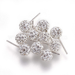 Sexy Valentines Day Gifts for Her Sterling Silver Austrian Crystal Rhinestone Ear Stud, Round, Crystal, about 6mm in diameter, 16mm long, 1mm thick