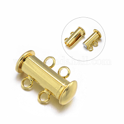 2-Stränge 4-Löcher Rohr Messing Magnet Gleitverschluß Spangen, Nickelfrei, golden, 16x10x7 mm, Bohrung: 1.5 mm