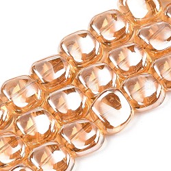 Perles en verre plaquent brin, perle plaquée lustre, polygone, Sandy Brown, 10.5x11~12x5~6mm, Trou: 1mm, Environ 60~61 pcs/chapelet, 24.41 pouce ~ 25.20 pouces (62~64 cm)