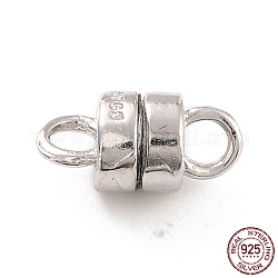 Rhodium Plated 925 Sterling Silver Magnetic Clasps, Column, Platinum, 11x5mm, Hole: 2mm