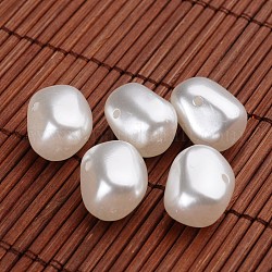 Perles en acrylique de perle d'imitation, ovale, blanc, 18x13~14mm, Trou: 2mm, environ 255 pcs/500 g