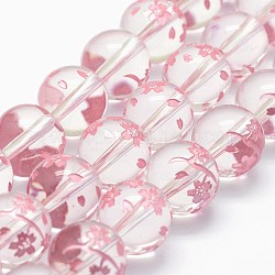 Grade eine natürliche Quarzkristallperlenstränge, Runde mit Kirschbaum, rosa, 10 mm, Bohrung: 1 mm, ca. 38 Stk. / Strang, 15.2 Zoll