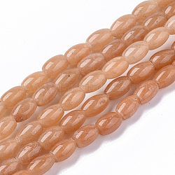 Chapelets de perles en aventurine rouge naturelle, ovale, 6~7x4.5mm, Trou: 0.8mm, Environ 61~64 pcs/chapelet, 15.75 pouce (40 cm)