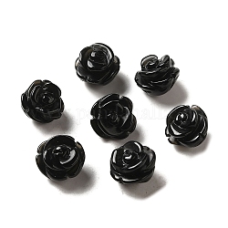 Natural Black Agate Beads, Rose, 10x5~9mm, Hole: 1mm