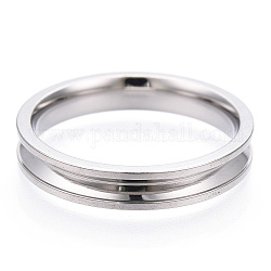 201 ajuste de anillo de dedo ranurado de acero inoxidable, núcleo de anillo en blanco, para hacer joyas con anillos, color acero inoxidable, diámetro interior: 19 mm, amplia: 4 mm
