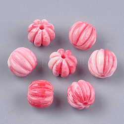 Synthetic Coral Corrugated Beads, Dyed, Pumpkin, Light Coral, 10~11x9~10mm, Hole: 1.6mm