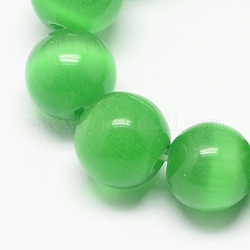 Chapelets de perles d'œil de chat, ronde, vert de mer, 6mm, Trou: 1mm, Environ 66 pcs/chapelet, 14 pouce