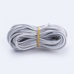 Pu Lederbänder, für Schmuck machen, Runde, Silber, 3 mm, ungefähr 10yards / Bündel (9.144m / Bündel)