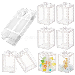 Transparente PVC-Geschenkbox für Süßigkeiten, Hochzeitsfeier-Verpackungsbox mit Kronendruck, Rechteck, Transparent, fertiges Produkt: 5x5x7cm, Entfalten: 15.7x10.1x0.05cm