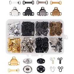NBEADS 90 Pairs 3 Styles Skirt Hooks and Eyes Sewing Hooks, 2 Colors Garment Sewing Hooks, Eye Set Iron Sewing Snap Button and Press Studs Trouser Fasteners for Shirt Skirt Jacket Jeans Bags Repair
