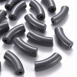 Abalorios acrílicos opacos, tubo curvado, gris, 36x13.5x11.5mm, agujero: 4 mm, aproximamente 133 unidades / 500 g