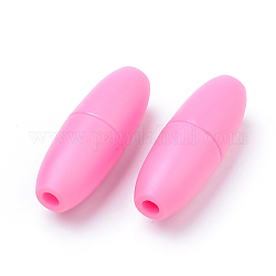 Kunststoff abtrünnigen Spangen, für Gummisilikon-Zahnenhalsketten, neon rosa , 24x9 mm, Bohrung: 2.5 mm