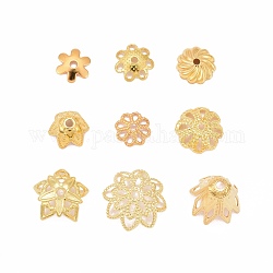 Tapas de abalorios de latón, forma mixta, dorado, 5~29x1~18mm, agujero, 0.5~2.5mm