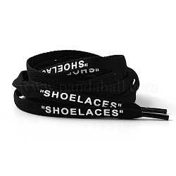 Плоские шнурки из полиэстера на заказ, шнурок для обуви на плоской подошве с надписью, для детей и взрослых, чёрные, 1200x9x1.5 мм, 2 шт / пар