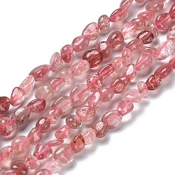Chapelets de perles aux fraises en quartz naturel, pépites, 7.5~16x7.5~9x4~7mm, Trou: 0.9mm, Environ 41~44 pcs/chapelet, 16.14''~17.32'' (41~44 cm)