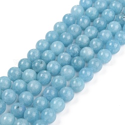 Fili di perline giada bianco naturale, tinto, tondo, cielo blu, 8.5mm, Foro: 1 mm, circa 47pcs/filo, 15.08'' (38.3 cm)