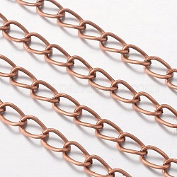 Iron Twisted Chains, Unwelded, Red Copper, Ring: about 3.5mm wide, 5.5mm long, 0.5mm thick