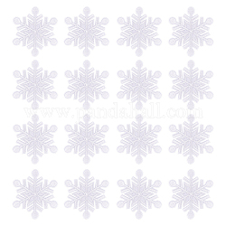 Toppe ricamate in tessuto non tessuto, appliques, decorazione artigianale di cucito, fiocco di neve, bianco, 62x55x1mm, 24pcs/scatola