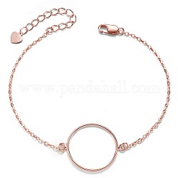 Shegrace simple design 925 bracelet en argent sterling, avec le cercle, or rose, 6-1/4 pouce (16 cm)