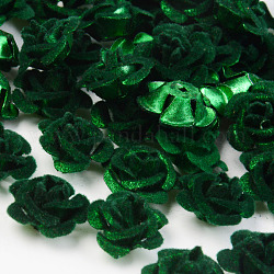 Flockige Aluminiumperlen, Rose Blume, grün, 15x15x9 mm, Bohrung: 1.4 mm, ca. 1000 Stk. / Beutel