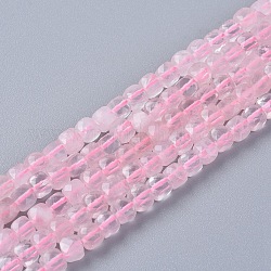 Natural Rose Quartz Beads Strands, Faceted, Cube, 4x4x4mm, Hole: 0.6mm, about 96pcs/strand, 15.35 inch(39cm)