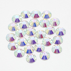 Cabujones de rhinestone de vidrio plano, espalda plateada, semicírculo, crystal ab, ss50, 10 mm, aproximamente 144 unidades / bolsa