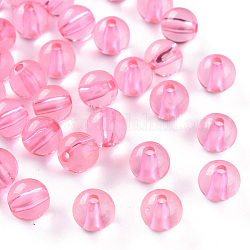 Transparente Acryl Perlen, Runde, neon rosa , 10x9 mm, Bohrung: 2 mm, ca. 940 Stk. / 500 g