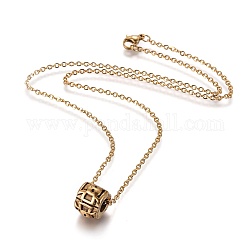 304 Stainless Steel Pendant Necklaces, Cable Chains, Column with Cross, Antique Golden & Golden, 17.5 inch(44.5cm), 2mm