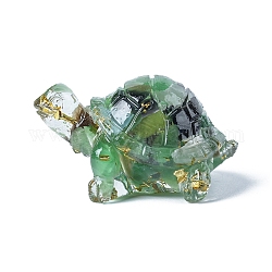 Schildkröten-Dekoration aus Kunstharz, Mit Goldfolien-Katzenaugenchips im Inneren der Statuen für Heimbüro-Dekorationen, dunkles Seegrün, 50x30x27 mm