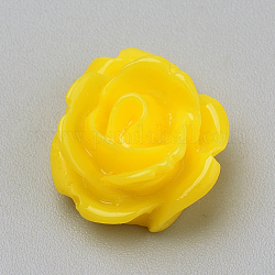 Harz Cabochons, Rose Blume, Gelb, 11x12x6~7 mm