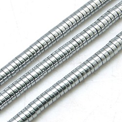 Non magnetici perle ematite sintetico fili, perline Heishi, Disco / rotondo piatta, platino placcato, 4x1mm, Foro: 1 mm, 15.7 pollice