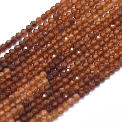 Brins de perles de grenat orange naturel, facette, style dégradé, ronde, 3mm, Trou: 0.5mm, Environ 153 pcs/chapelet, 15.35 pouce (39 cm)
