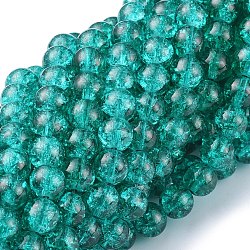 Crackle GlasperlenStränge, Runde, mittleres Seegrün, 8 mm, Bohrung: 1.3~1.6 mm, 31.4 Zoll