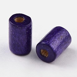 Natural Wood Beads, Tube, Lead Free, Dyed, Purple, 8x5mm, Hole: 2mm, about 14000pcs/1000g