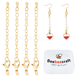 Beebeecraft 20 juego extensor de cadena de latón chapado de larga duración, con broches de pinza de langosta y puntas de cuentas, dorado, 65mm