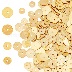 Hobbiesay 400 pz 6/8mm 2 stili perline piatte in ottone liscio perline disco dorato perline strutturate perline in metallo placcato di lunga durata per braccialetto portachiavi orecchino artigianato, hole 0.9~1.2 mm