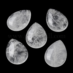 Quarzo naturale pendenti in cristallo, pendenti in cristallo di rocca, ciondoli a goccia, 35.5x25x8.5mm, Foro: 1 mm