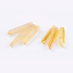 Galvanisierte natürliche Quarzkristall graduierte Kornstränge, Nuggets, golden, 21~43x5~13 mm, Bohrung: 1 mm, 3 Stück / Set