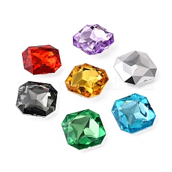 Cabuchones de diamante de imitación de acrílico de Taiwan imitación, señaló hacia atrás y facetas, cuadrado, color mezclado, 23x23x7.5mm