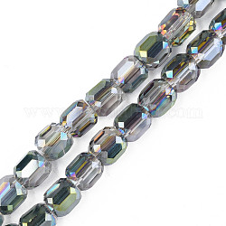 Chapelets de perles en verre transparent électrolytique, facette, colonne, bleu ardoise foncé, 8x8mm, Trou: 1.2mm, Environ 79~80 pcs/chapelet, 25.59 pouce ~ 27.17 pouces (65~69 cm)
