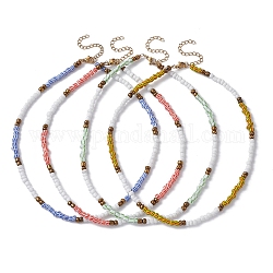 Collier de perles de rocaille de verre pour femme, couleur mixte, 15.35~15.63 pouce (39~39.7 cm)