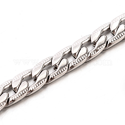 304 Stainless Steel Curb Chains, Unwelded, Faceted, Stainless Steel Color, 6mm