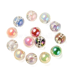 Transparent UV Plating Rainbow Iridescent Acrylic European Beads, Bead in Bead, Large Hole Beads, Round, Mixed Color, 17.5x17.5mm, Hole: 4.5mm
