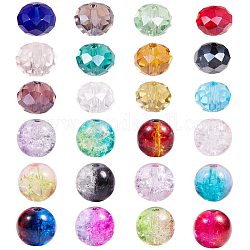 Perles de verre craquelées / galvanisées peintes par pulvérisation, couleur mixte, 8mm, Trou: 1~1.6mm, 780 pièces / kit
