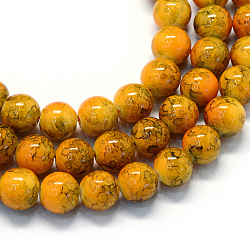 Back lackiertem Glas runde Perle Stränge, orange, 4.5~5 mm, Bohrung: 1 mm, ca. 210 Stk. / Strang, 31.4 Zoll